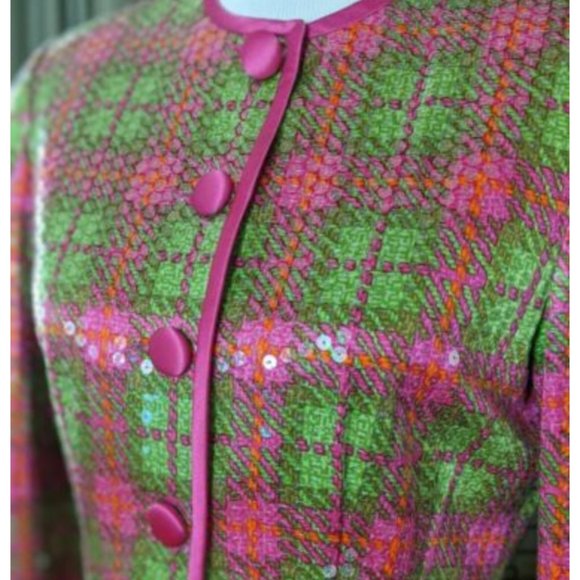 AJ Bari Silk Chiffon Sequin Vintage Blazer - Picture 4 of 8